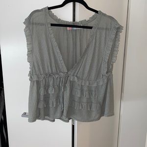 Free people green flowy blouse